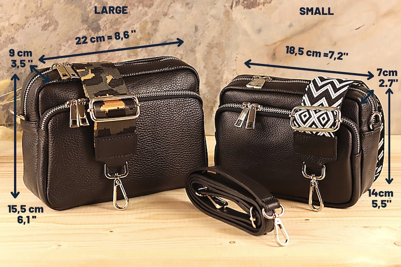 Umhängetasche aus Leder, bauchtasche Damen, Umhängetasche mit zusätzlichem Riemen, Damentasche, Gürteltasche und Geschenk für die Freundin