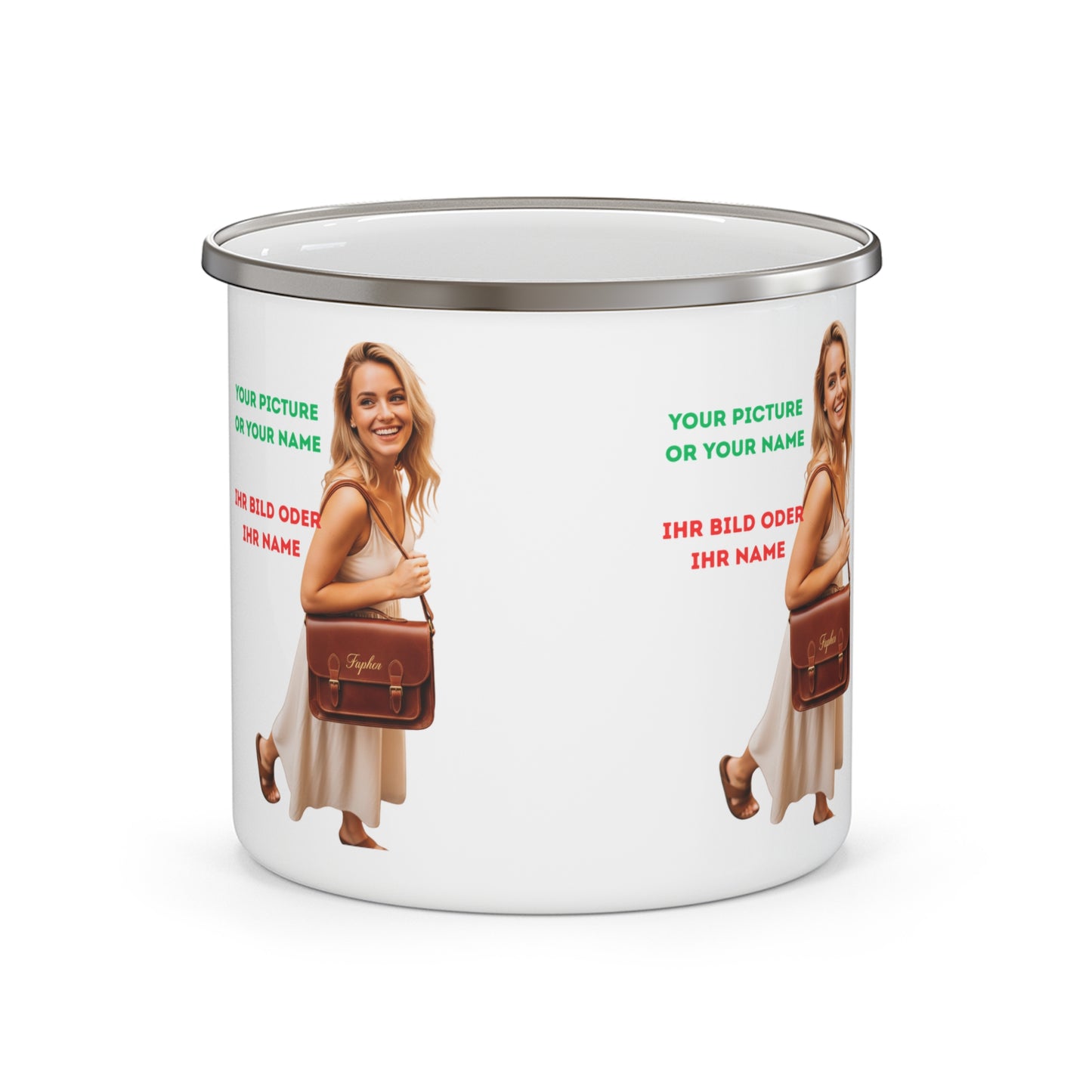 Personalisierte Emaille Camping Tasse  Dein Design Outdoor Becher | Geschenk für Camper | Einzigartige Kaffeetasse | Wander Essentials