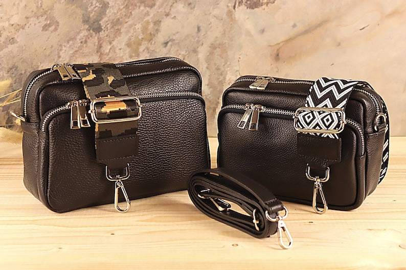 Umhängetasche aus Leder, bauchtasche Damen, Umhängetasche mit zusätzlichem Riemen, Damentasche, Gürteltasche und Geschenk für die Freundin