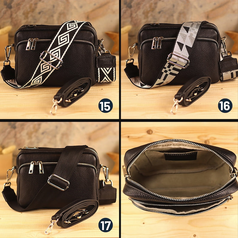 Umhängetasche aus Leder, bauchtasche Damen, Umhängetasche mit zusätzlichem Riemen, Damentasche, Gürteltasche und Geschenk für die Freundin