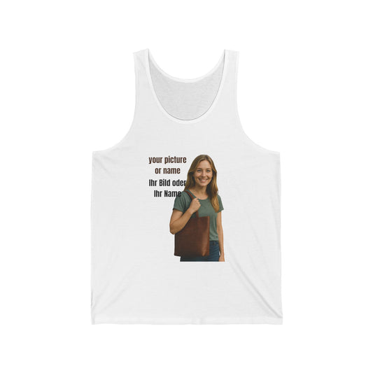 Anpassbares Unisex Jersey Tank  Personalisiertes Geschenk | Lässige Sommerkleidung | Geburtstagsgeschenk | Einzigartiger Stil