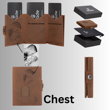 Leder Geldbörse Herren mit Personalisierung, Herren Kartenetui mit Initialen Gravur, Portemonnaie mit RFID, Weihnachtsgeschenk, Kartenfach