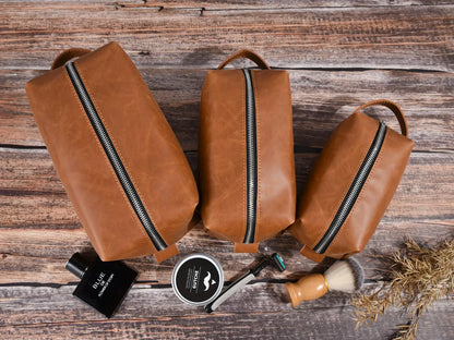 Benutzerdefinierte Herren Kulturtasche, Leder Dopp Kit, personalisiertes Weihnachtsgeschenk für Mann / Vater / Freund, Badezimmer Reisetasche, Rasierzeug Fall
