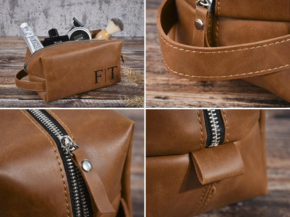 Benutzerdefinierte Herren Kulturtasche, Leder Dopp Kit, personalisiertes Weihnachtsgeschenk für Mann / Vater / Freund, Badezimmer Reisetasche, Rasierzeug Fall