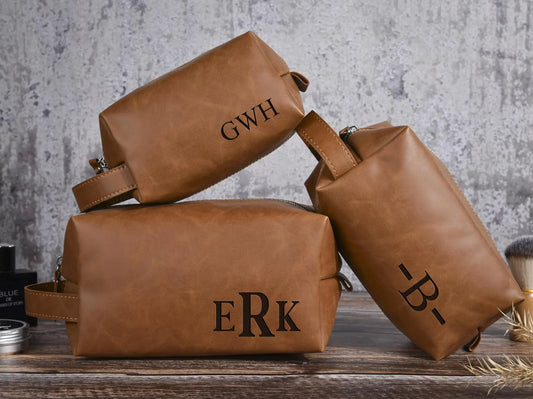 Benutzerdefinierte Herren Kulturtasche, Leder Dopp Kit, personalisiertes Weihnachtsgeschenk für Mann / Vater / Freund, Badezimmer Reisetasche, Rasierzeug Fall