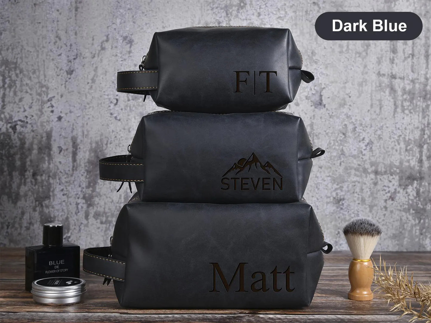 Benutzerdefinierte Herren Kulturtasche, Leder Dopp Kit, personalisiertes Weihnachtsgeschenk für Mann / Vater / Freund, Badezimmer Reisetasche, Rasierzeug Fall