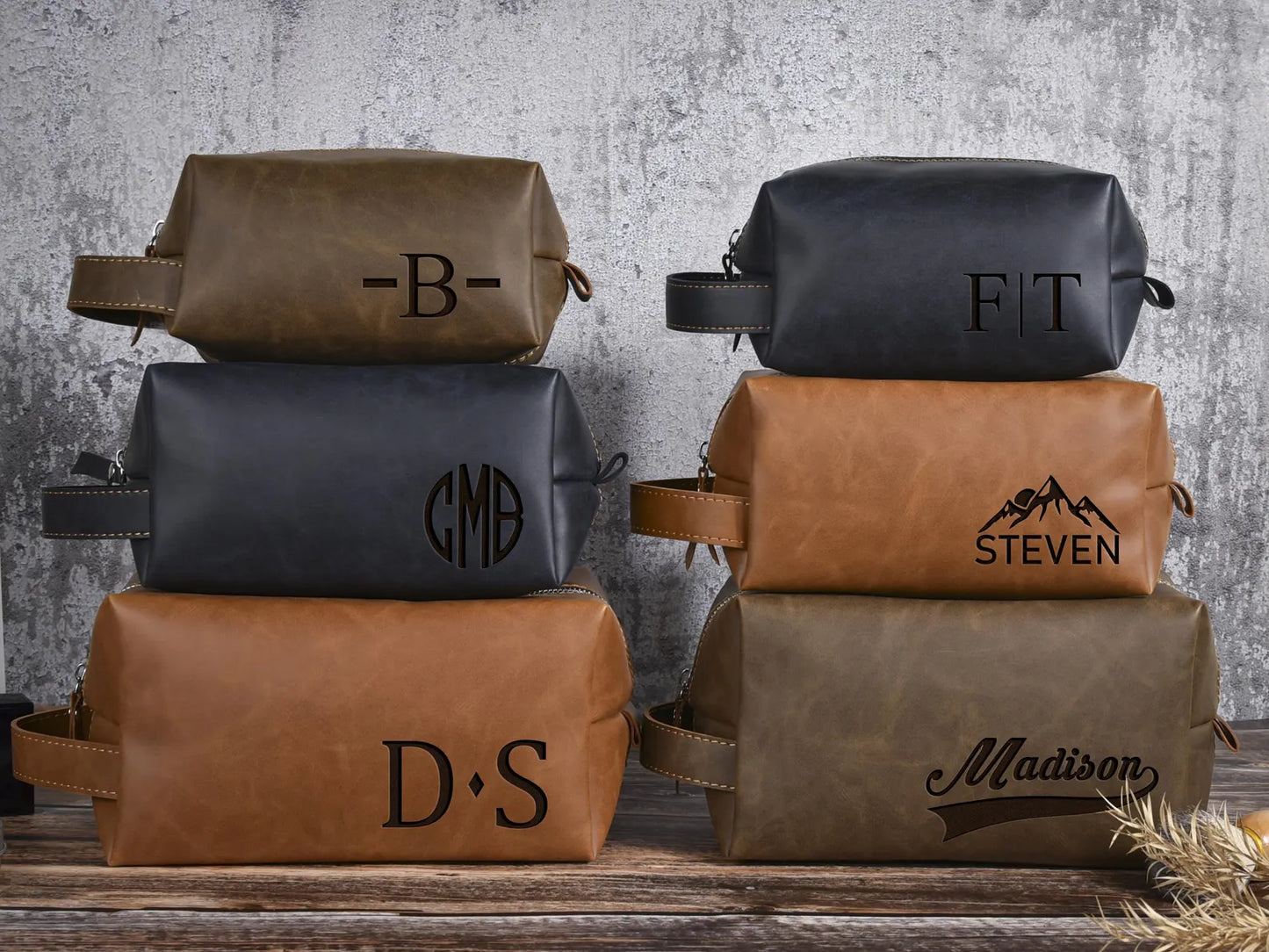 Benutzerdefinierte Herren Kulturtasche, Leder Dopp Kit, personalisiertes Weihnachtsgeschenk für Mann / Vater / Freund, Badezimmer Reisetasche, Rasierzeug Fall