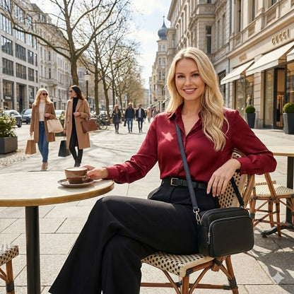 Umhängetasche aus Leder, bauchtasche Damen, Umhängetasche mit zusätzlichem Riemen, Damentasche, Gürteltasche und Geschenk für die Freundin